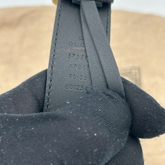 Men's Gucci double G black leather belt size 90 cm/36 inches made in Italy - Picture 7 of 12